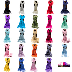 PASHMINA, SHAWL, SCARF DARK LAVENDER SOLID COLOR