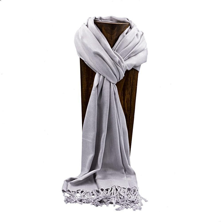 PASHMINA, SHAWL, SCARF SILVER SOLID COLOR