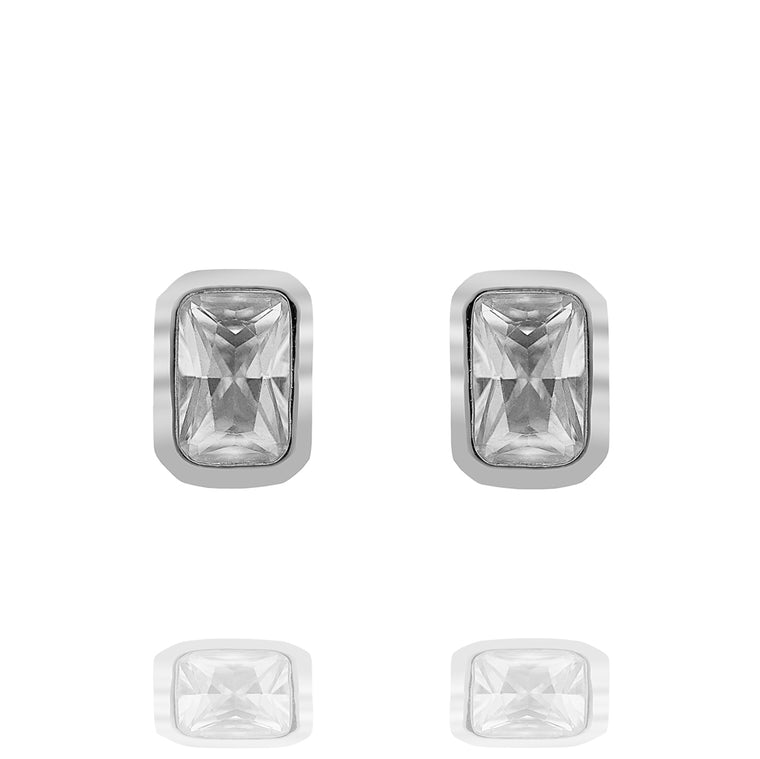 ZDE234 STERLING SILVER 925 RHODIUM PLATED FINISH CUBIC ZIRCONIA EARRINGS