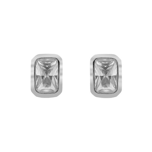 ZDE234 STERLING SILVER 925 RHODIUM PLATED FINISH CUBIC ZIRCONIA EARRINGS