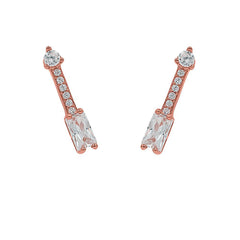 ZDE313-R STERLING SILVER 925 ROSE GOLD PLATED FINISH ARROW CUBIC ZIRCONIA EARRINGS
