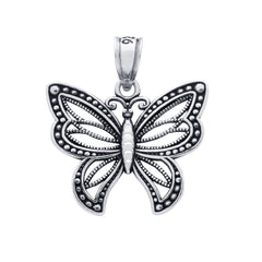 ZDP1437 STERLING SILVER 20MM INTRICATE BUTTERFLY PENDANT