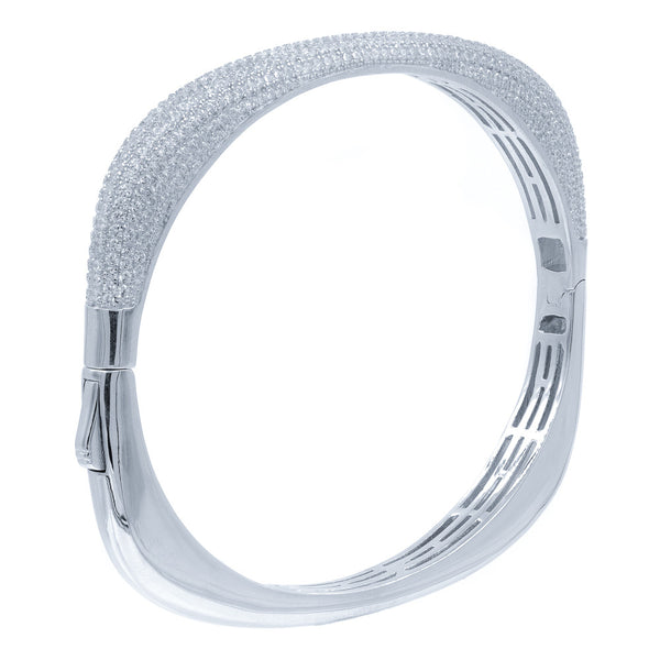 BA2047W STERLING SILVER 925 RHODIUM PLATED FINISH CLEAR CZ BANGLE