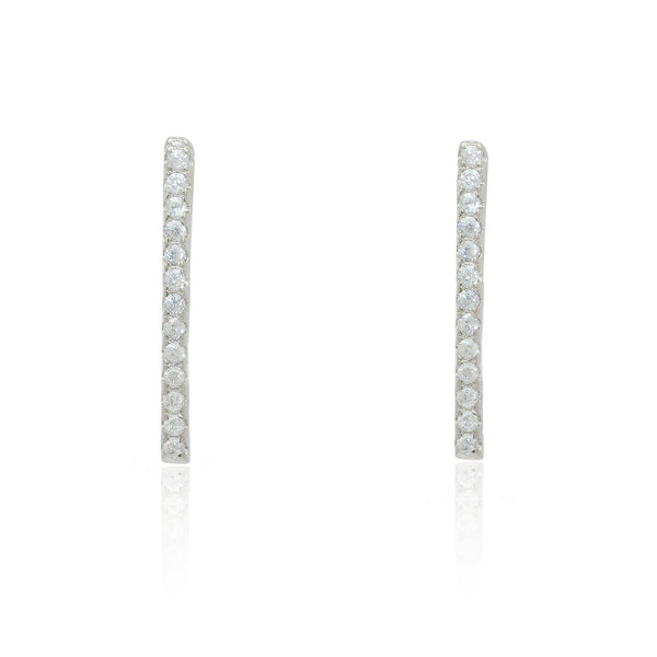 ZDE434 STERLING SILVER 925 16MM BAR STUD EARRINGS