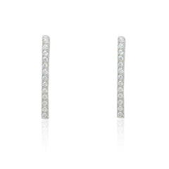ZDE434 STERLING SILVER 925 16MM BAR STUD EARRINGS