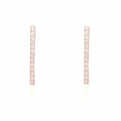 ZDE434-RG  STERLING SILVER 925 ROSE GOLD 16MM BAR STUD EARRINGS
