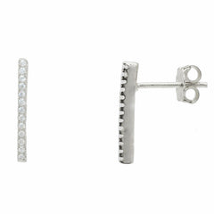 ZDE434 STERLING SILVER 925 16MM BAR STUD EARRINGS