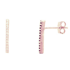 ZDE434-RG  STERLING SILVER 925 ROSE GOLD 16MM BAR STUD EARRINGS