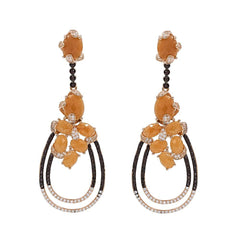 ER1942K-R STERLING SILVER 925 ROSE GOLD PLATED JADE DROP EARRINGS