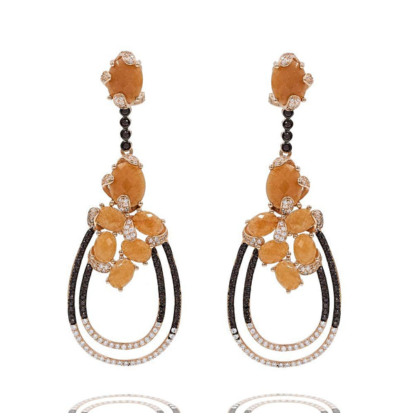 ER1942K-R STERLING SILVER 925 ROSE GOLD PLATED JADE DROP EARRINGS