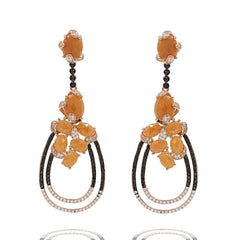 ER1942K-R STERLING SILVER 925 ROSE GOLD PLATED JADE DROP EARRINGS