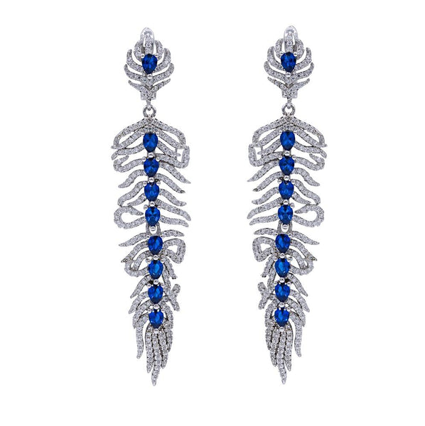 ER1962N STERLING SILVER 925 RHODIUM PLATED FINISH CUBIC ZIRCONIA DROP EARRINGS