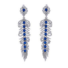 ER1962N STERLING SILVER 925 RHODIUM PLATED FINISH CUBIC ZIRCONIA DROP EARRINGS