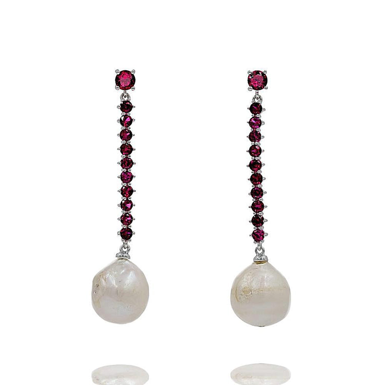 ER2001MR STERLING SILVER 925 RHODIUM PLATED BAROQUE PEARL EARRINGS