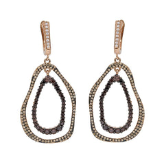 ER2050CF-R  STERLING SILVER 925 ROSE GOLD PLATED ELEGANT CHAMPAGNE CZ DROP EARRINGS