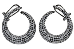ER2058W-B STERLING SILVER 925 BLACK RHODIUM CLEAR WHITE CZ EARRINGS