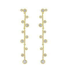 ER2074W-G STERLING SILVER 925 GOLD PLATED FINISH WHITE CZ DROP EARRINGS