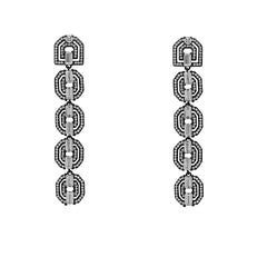 ER2076W-B STERLING SILVER 925 BLACK RHODIUM PLATED LUXURY WHITE CZ DROP EARRINGS