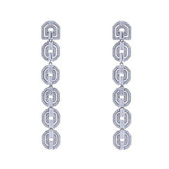 ER2076W STERLING SILVER 925 RHODIUM PLATED FINISH LUXURY WHITE CZ DROP FANCY EARRINGS