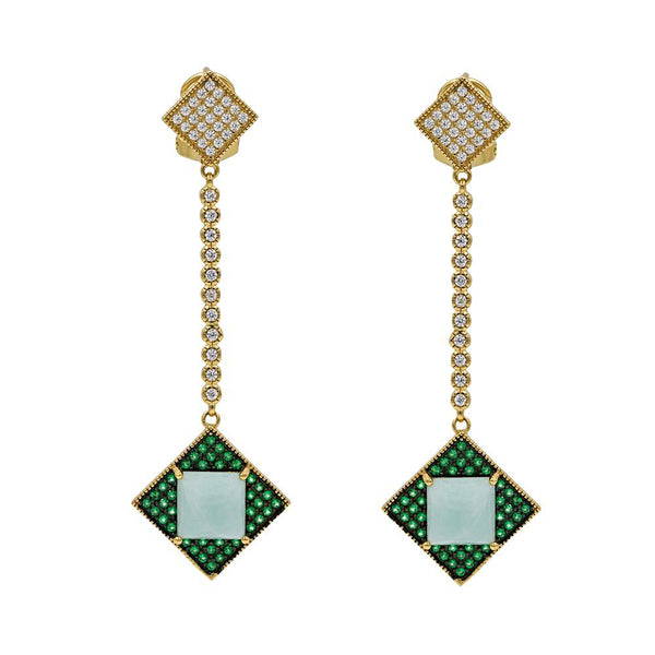 ER2153GT-G STERLING SILVER 925 GOLD PLATED AMAZONITE DROP EARRINGS