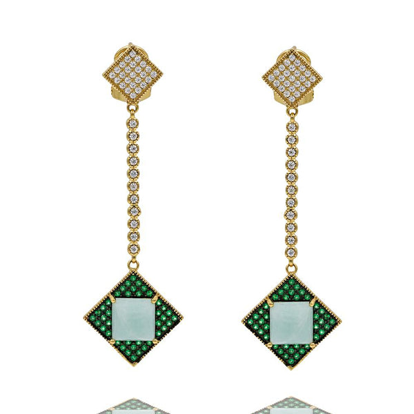 ER2153GT-G STERLING SILVER 925 GOLD PLATED AMAZONITE DROP EARRINGS