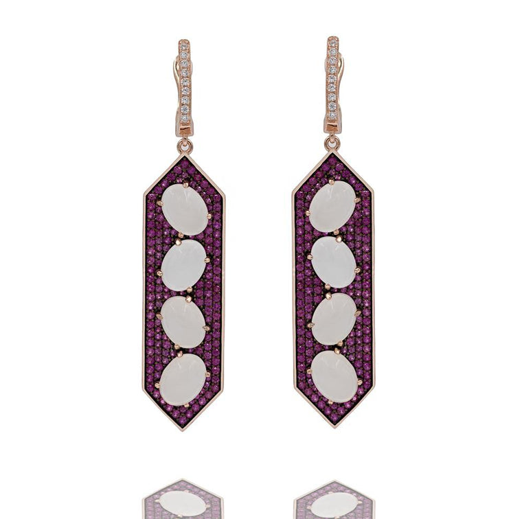 ER2154IN-R STERLING SILVER 925 ROSE GOLD PLATED ROSE QUATRZ DROP EARRINGS
