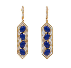 ER2154N-G STERLING SILVER 925 GOLD PLATED LAPIS LAZULI DROP EARRINGS