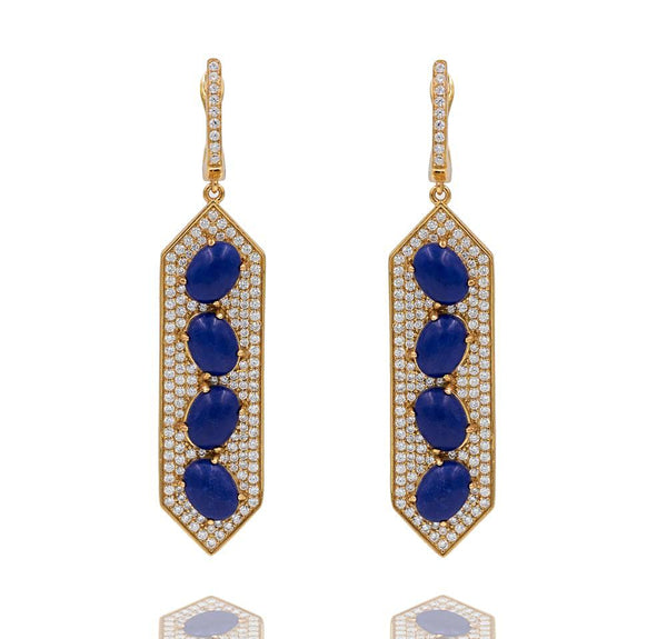 ER2154N-G STERLING SILVER 925 GOLD PLATED LAPIS LAZULI DROP EARRINGS