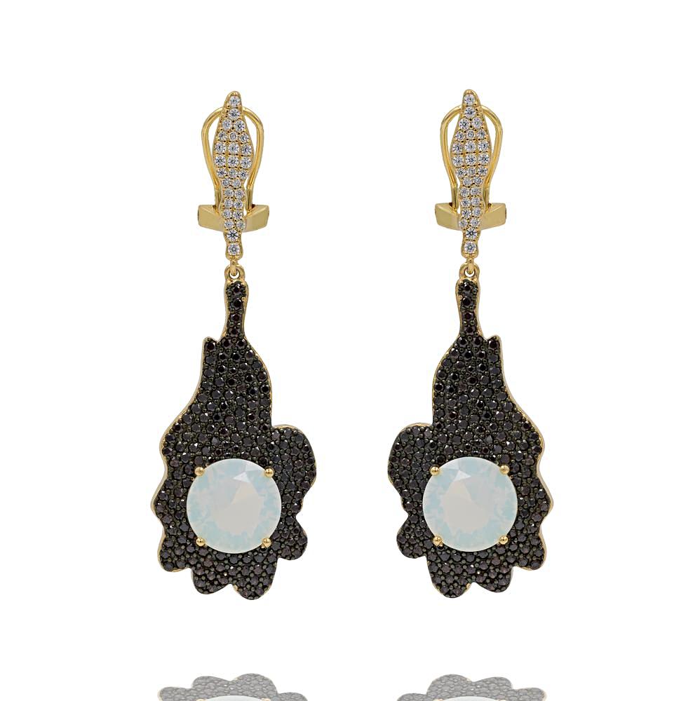 ER2157QF-R STERLING SILVER 925 GOLD PLATED FINISH OPALITE DROP EARRINGS