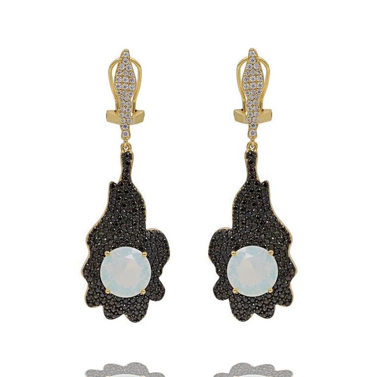 ER2157QF-R STERLING SILVER 925 GOLD PLATED FINISH OPALITE DROP EARRINGS