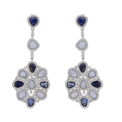 ER2213TN STERLING SILVER 925 RHODIUM PLATED FINISH BLUE LACE AGATE AND SODALITE FANCY DROP EARRINGS