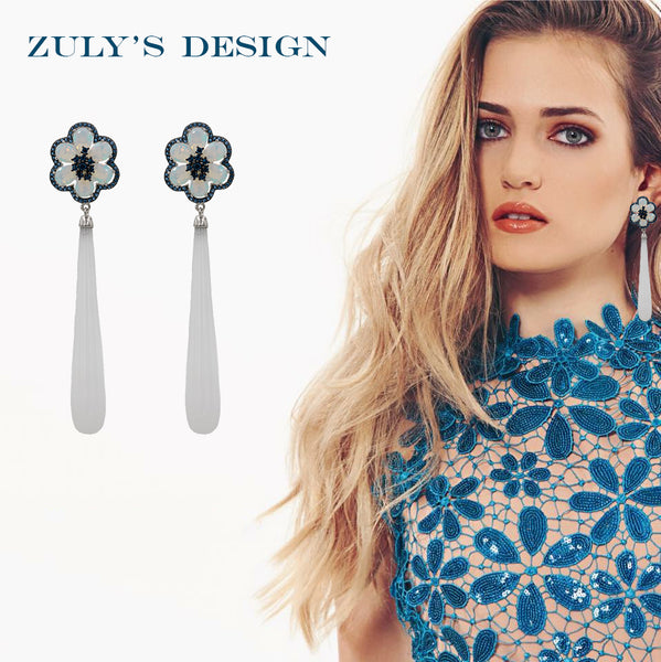 ER2223TQ STERLING SILVER 925 RHODIUM PLATED FINISH MOONSTONE AND WHITE AGATE FANCY DROP EARRINGS