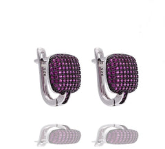 ER2288R STERLING SILVER 925 RHODIUM PLATED FINISH PAVE CZ HUGGIE EARRINGS 15MM