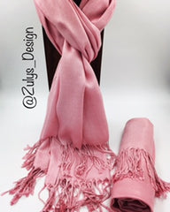 PASHMINA, SHAWL, SCARF CORAL SOLID COLOR
