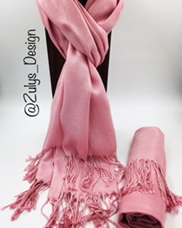 PASHMINA, SHAWL, SCARF PINK SOLID COLOR
