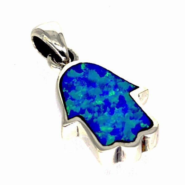 ZDP5945 STERLING SILVER 925 OPAL HAMSA PENDANT