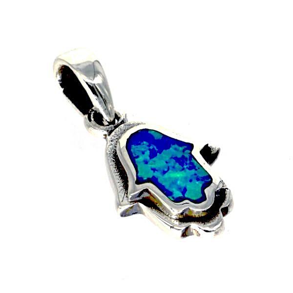 ZDP5942 STERLING SILVER 925 OPAL HAMSA PENDANT