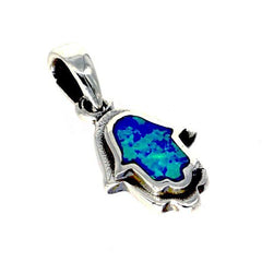 ZDP5942 STERLING SILVER 925 OPAL HAMSA PENDANT