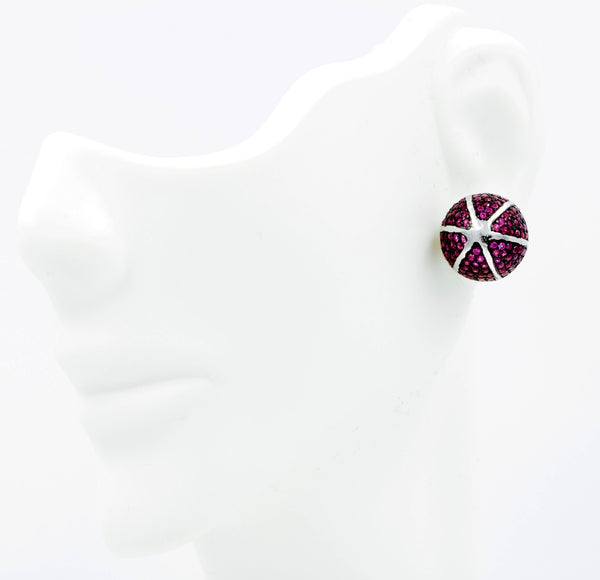 ZDE1167-RR STERLING SILVER 925 RHODIUM PLATED ROUND CZ POST EARRINGS