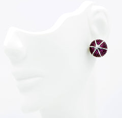 ZDE1167-RR STERLING SILVER 925 RHODIUM PLATED ROUND CZ POST EARRINGS