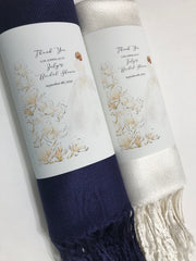 Pashmina.Scarf.Bridal Shower Pashmina with Personalized Band Wrap. Wedding Favors. Bridal Party Proposal Gifts.Wedding Party Gifts.