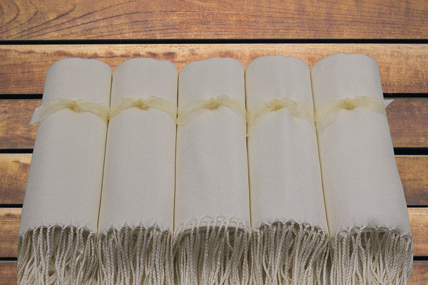 Pashminas Set of 5 Ivory Solid Color