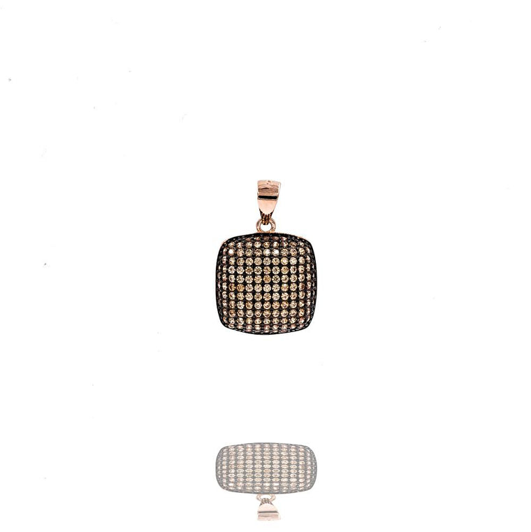 PA2288F-R STERLING SILVER 925 ROSE GOLD PLATED FINISH PAVE CZ PENDANT
