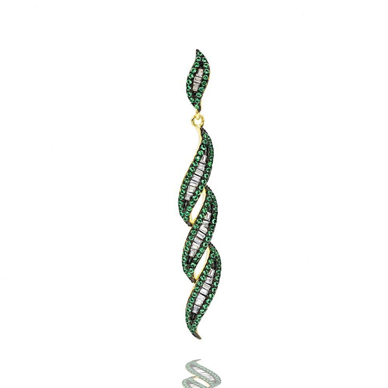PA2341G-G STERLING SILVER 925 GOLD PLATED FINISH EMERALD COLOR BAGUETTE PENDANT