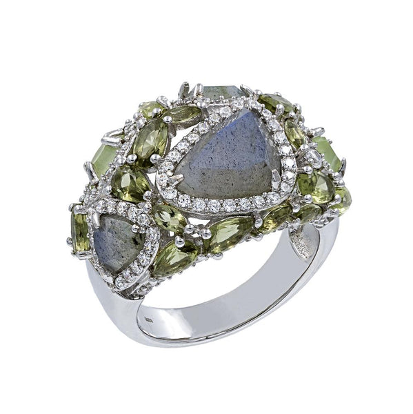 RI1959SG STERLING SILVER 925 RHODIUM PLATED FINISH LABRADORITE FANCY RING