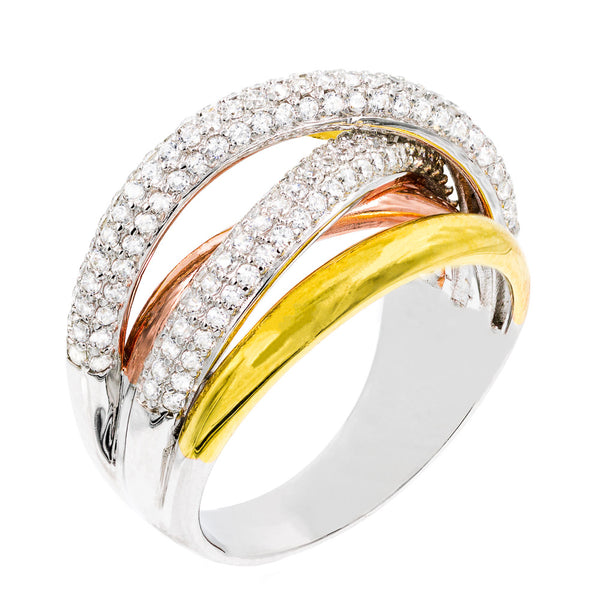 RI2088 STERLING SILVER 925 RHODIUM, GOLD AND ROSE GOLD PLATED CLEAR CZ RING