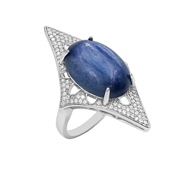 RI2168N STERLING SILVER 925 RHODIUM PLATED FINISH KYANITE FANCY RING