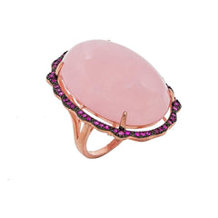 RI2169IR-R STERLING SILVER 925 ROSE GOLD PLATED FINISH ROSE QUARTZ FANCY RING