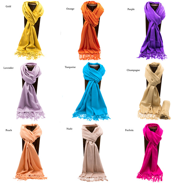 PASHMINA, SHAWL, SCARF KHAKI SOLID COLOR