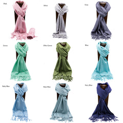 PASHMINA, SHAWL, SCARF LAVENDER COLOR SOLID PASHMINA